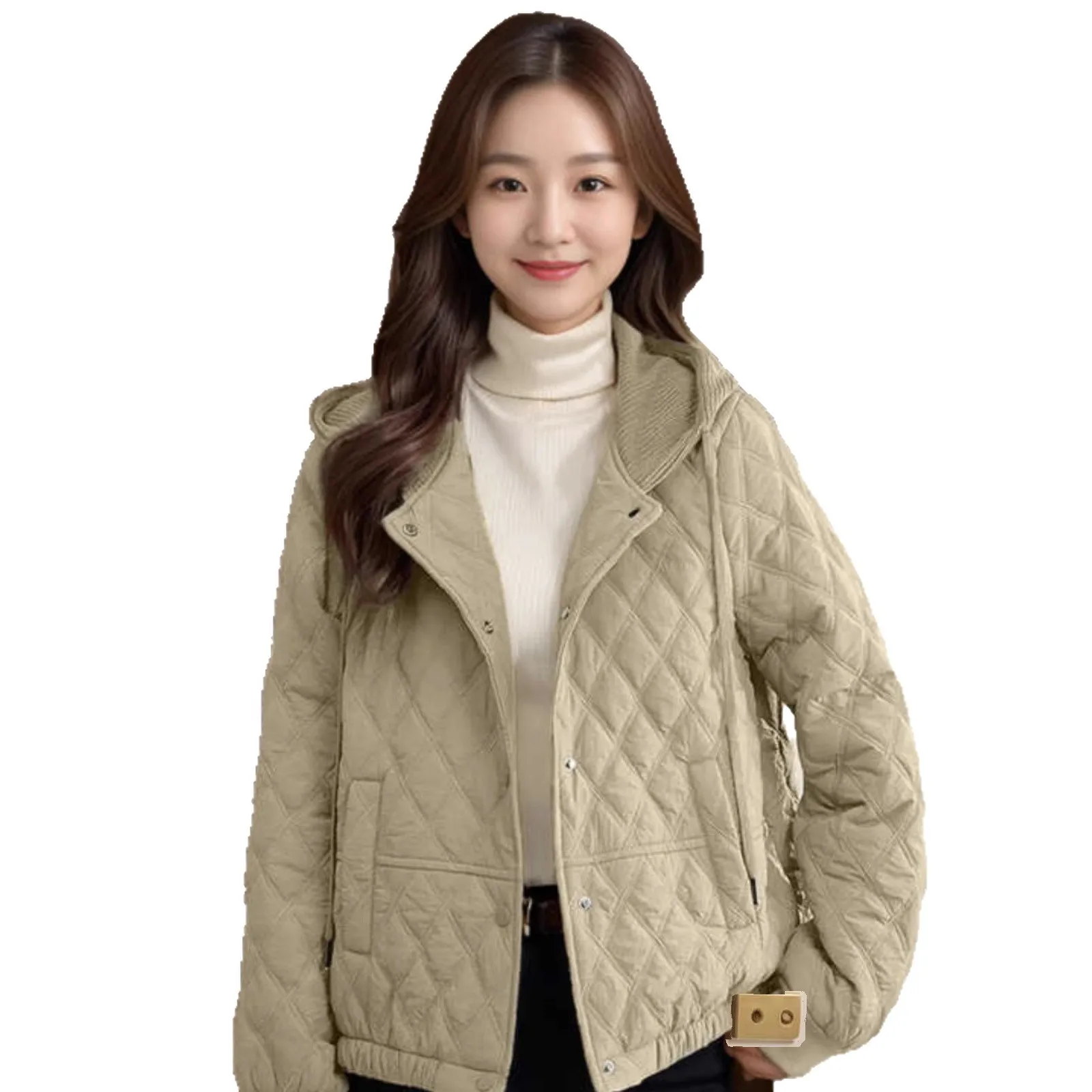 

2025 Winter New Style Lightweight Short Cotton Jacket Women's Fashionable Hooded Coat Casual Cotton Clothes Small Size