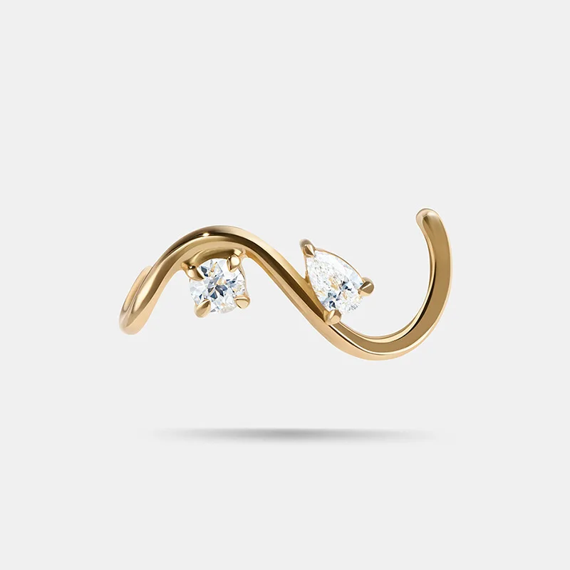925 Sterling Silver Twisted Wave Earrings Round Pear CZ Diamond 18K Gold White Rhodium Plated Minimalist Women Ear Jewelry Gifts