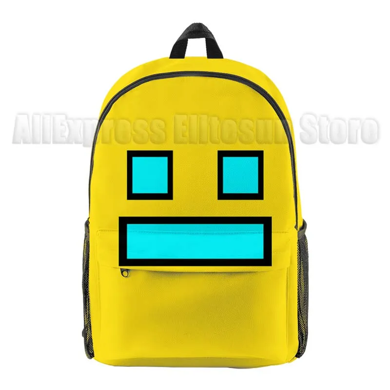 Children Angry Geometry Dash 3D Print Backpacks Students Anime Game School Bags Boys Girls Cartoon Bookbags Kids Knapsacks Gifts