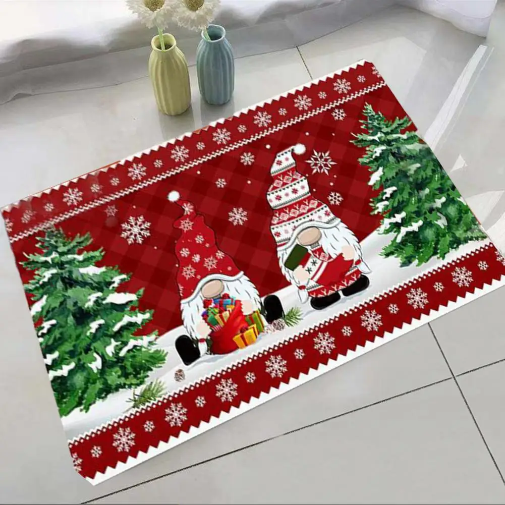 Christmas Doormat Non-slip Padding Carpet Festive Christmas Door Mat Colorful Print Anti-skid Wear-resistant Home Decor Doormat