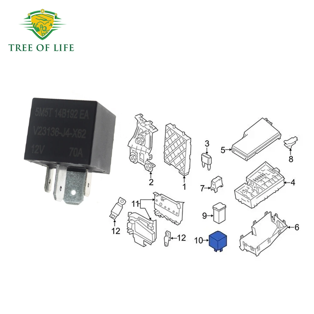 12V 70A Car Multi-Use Relay 4PIN For Ford Mondeo Focus Escape Ranger Fiesta Transit Kuga C-Max 2004+ 5M5T-14B192-EA V23136J4X62