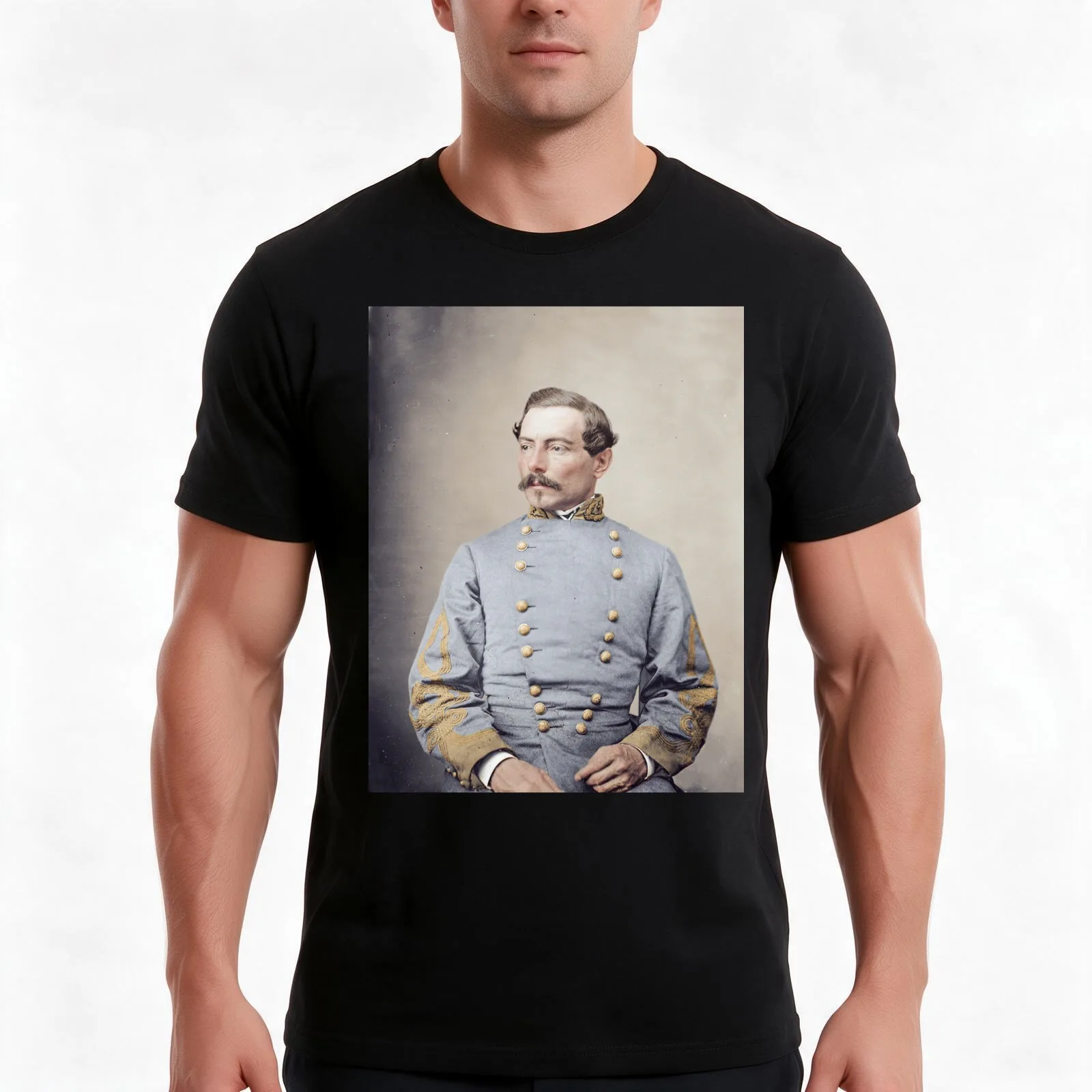 Confederate General PGT Beauregard T-Shirt, Summer Casual Cotton Tee, Oversized Streetwear Tops, Vintage Graphic Print