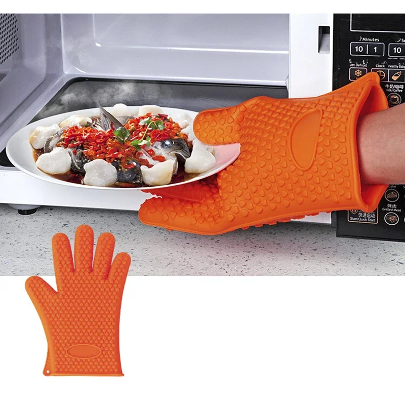 

1Pcs Heat Resistant Silicone Glove Cooking Baking BBQ Oven Pot Anti-scalding Holder Mitt Kitchen Anti Hot Gloves