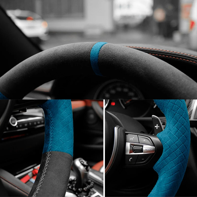 Custom in Alcantara Steering Wheel Cover for BMW M Sport F30 F31 F34 F10 F11 F07 F45 F46 F22 F23 M235i M240i Car Accessories