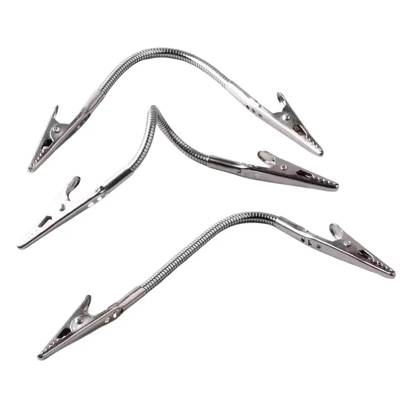 2Pcs Helping Hand Soldering Tool Metal Gooseneck Double‑Head Alligator Clips For Assembly Repair Modeling Jewelry Making