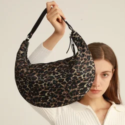 Down Underarm Women's Leopard Print Candy Color Crescent Air Cushion Autumn And Winter New Single Shoulder Fast Bag