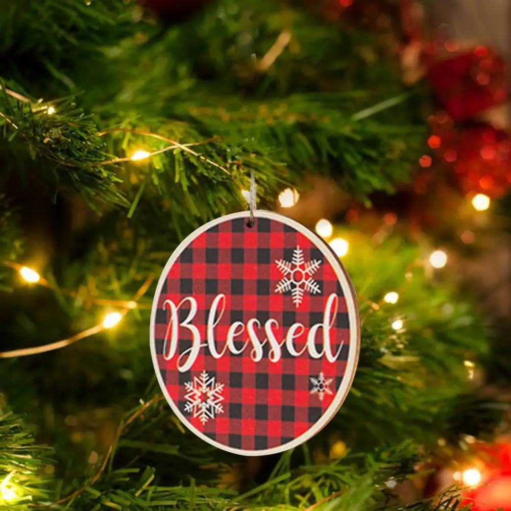 

Exquisite Christmas Ornament Christmas Pendant Christmas Hanging Ornaments Black Grid Print Wood Decorations for Home Tree