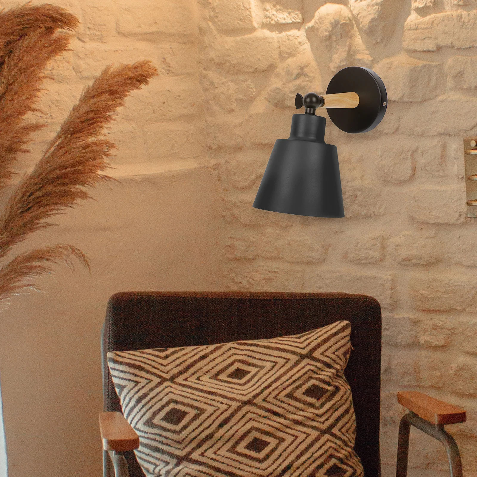 

1pc Modern Wall Nordic Simple Bedside Light Durable Wooden Metal Decorative Porch Lamp Energy Saving Backdrop Light Pendant