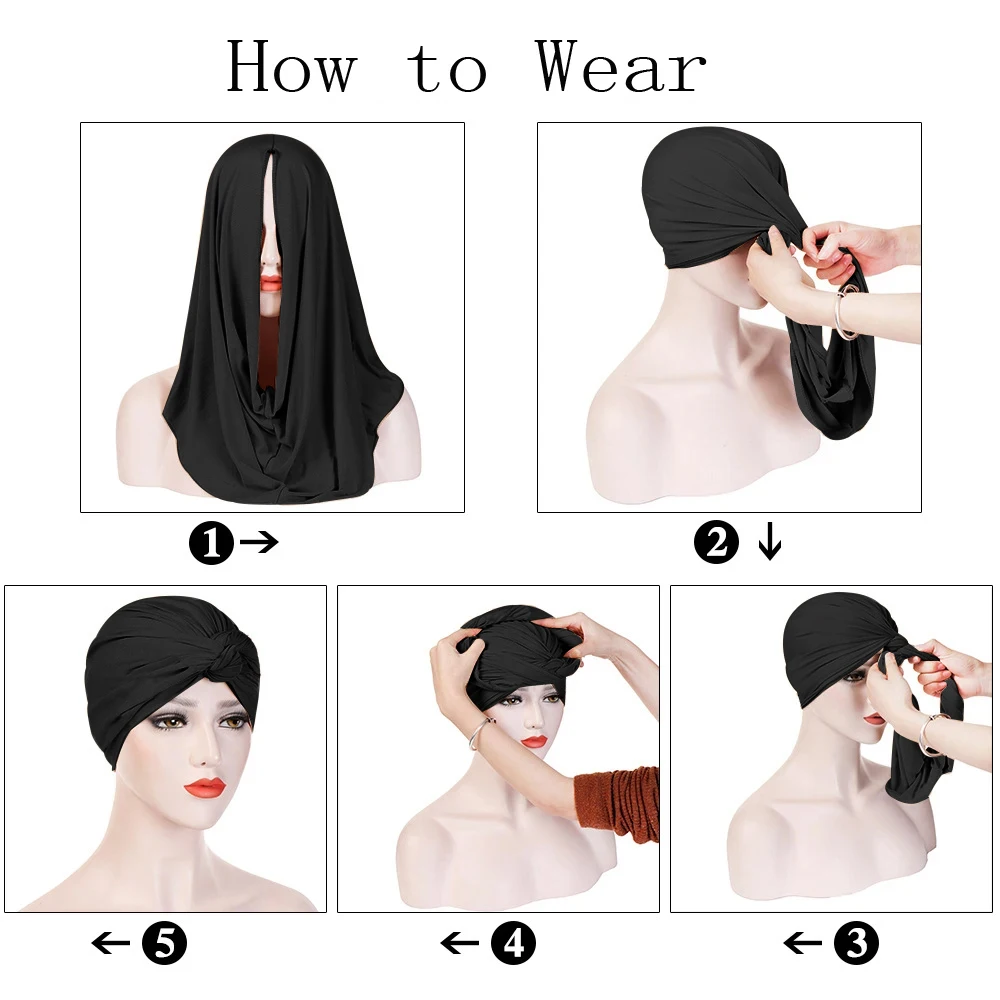 Plain Muslim Hijabs Women Solid Hijab Islamic Muslim Hijab Instant Turban