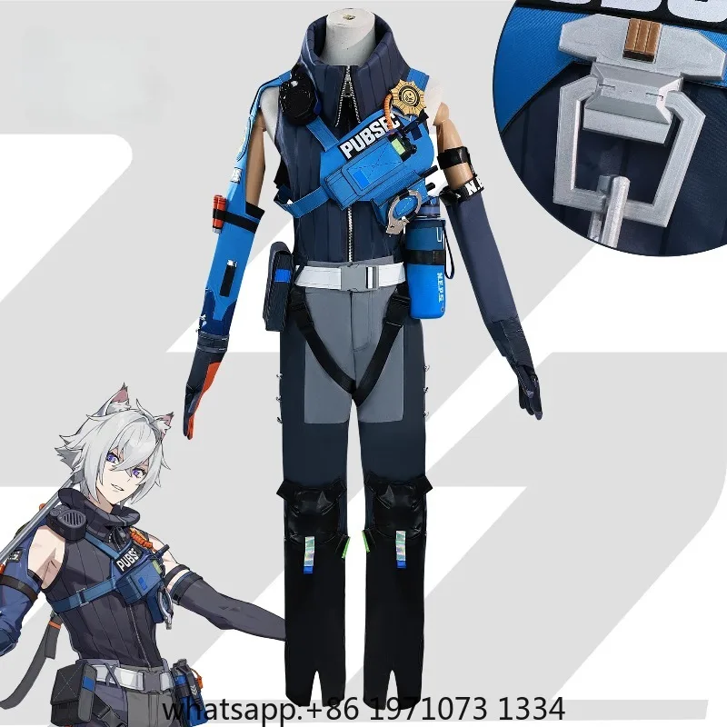 Game Zenless Zone Zero Cosplay Costume Seth Lowell Cos Outfits Criminal Investigation Team Halloween Carnival Party Suit Wig Men