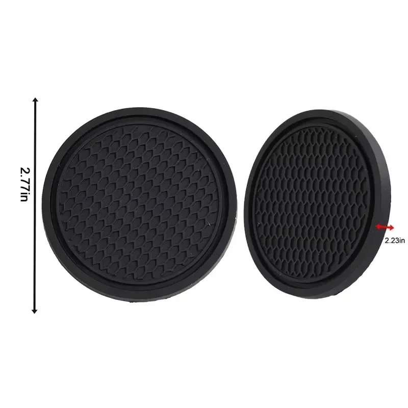 2pcs Black Car Auto Cup Holder Anti Slip Insert Coasters Pads Interior Accessories For Most Cups