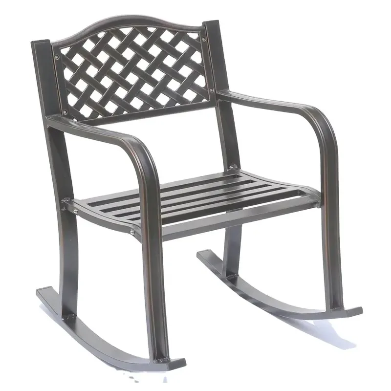 Modern Outdoor Aluminum Rocking Chair Black Garden Furniture Waterproof Sunscreen Adult Patio Seat