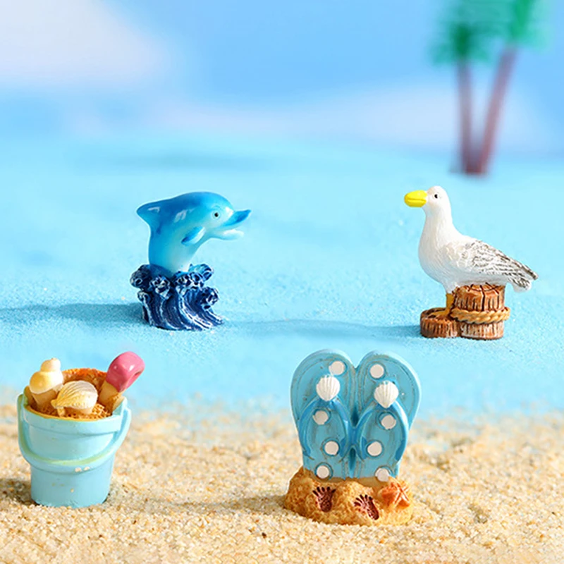 Cartoon Surfboard Seashells Seabirds Dolphins Ornaments Resin Fish Tank Starfish Landscaping Ornaments Aquarium Decoration