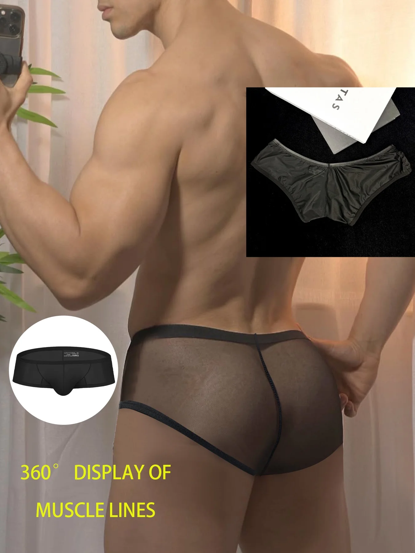 Men's Ice Silk Triangle Underwear - Sexy Sheer & Ultra Thin Low-Rise Briefs, Breathable Quick-Dry High Elastic Sports Underpants