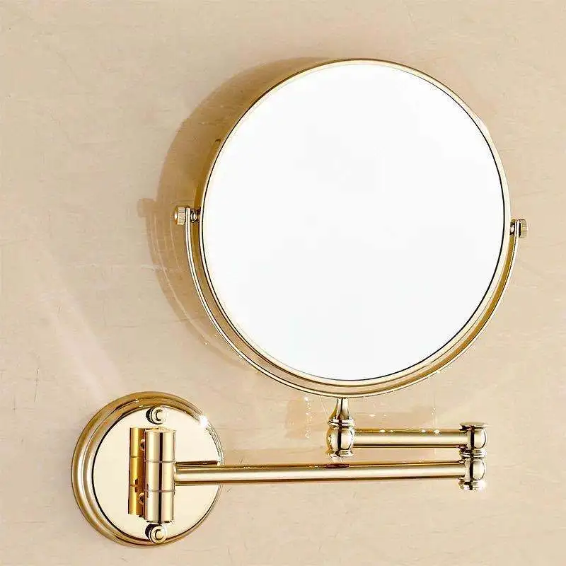 Double-sided folding extendable bathroom mirror with magnification and light