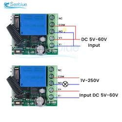 433 Mhz DC 12 V 5 V-60 V 10 A 1 CH汎用無線リモコンスイッチリレー受信機モジュールRF送信機433 Mhzリモコン