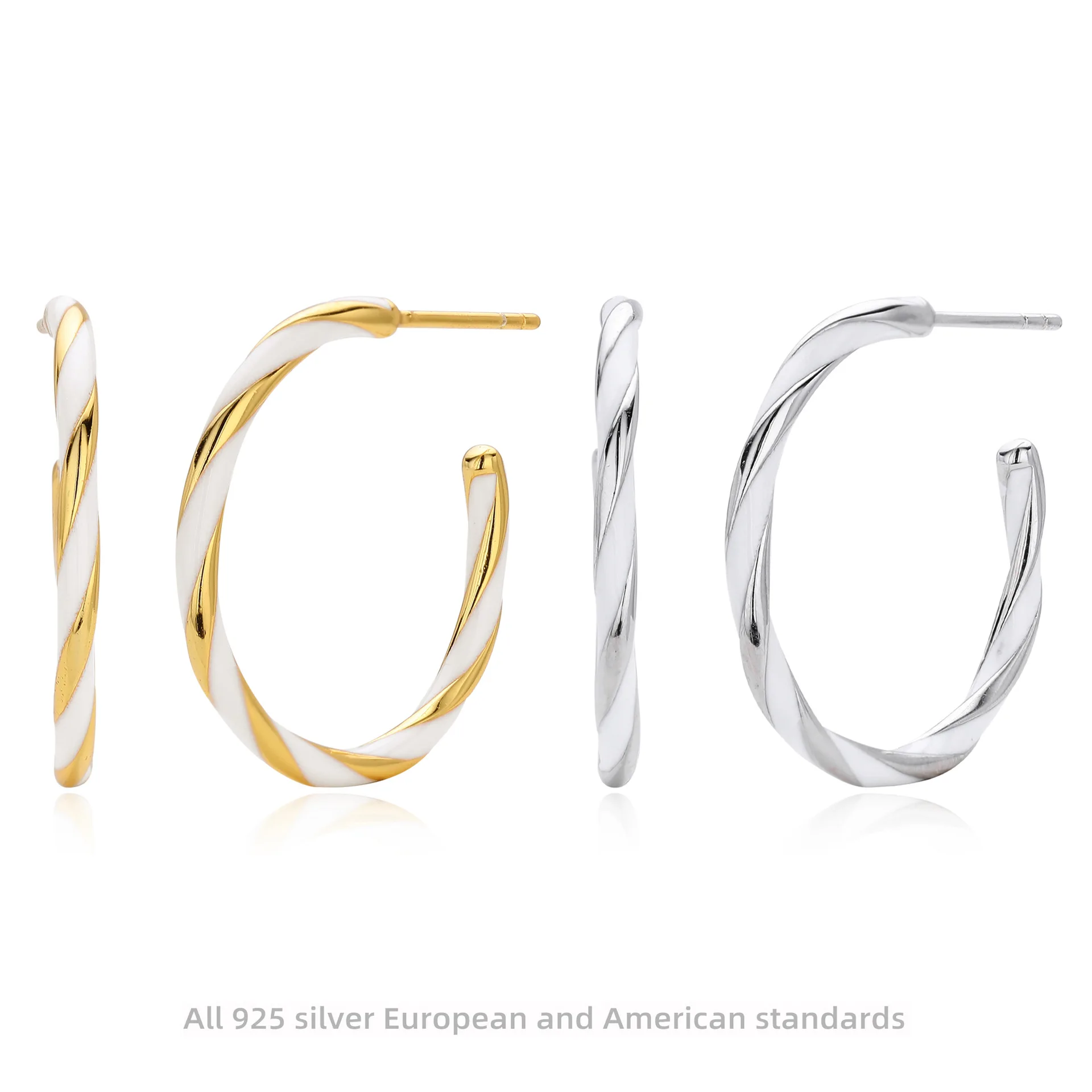 Withered Jewelry Earrings Women's Earrings Ear Cuffs S925 Sterling Silver Earrings With Spiral Circle Earrings