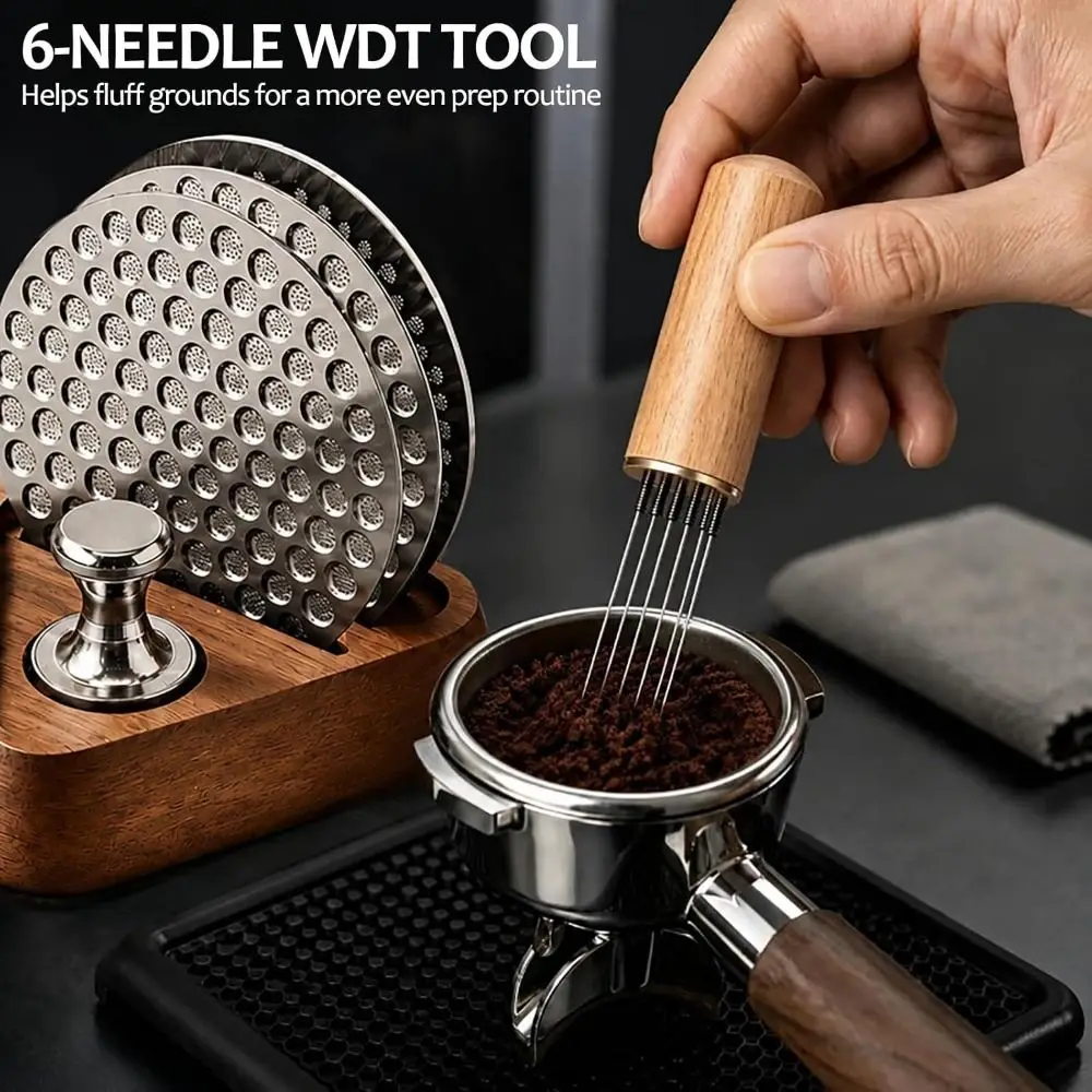 Honeycomb Screens Espresso Puck Screen Kit Magnetic Lifter 6-Needle WDT Barista Accessory Kit Reusable Organized Storage