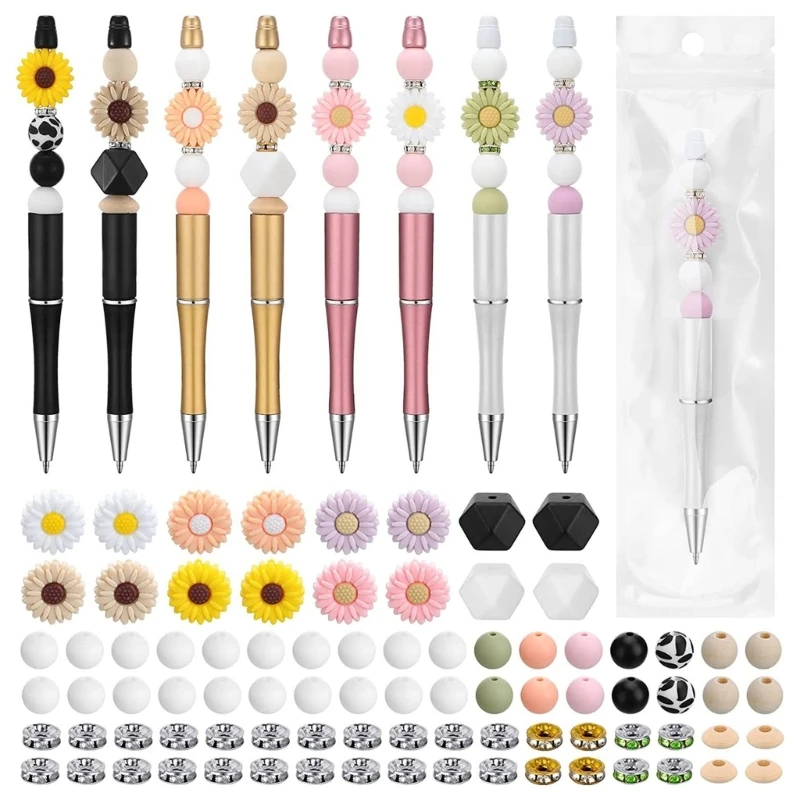 Ballpoint Pen Kits Bead Pen Set DIY Pen Kits Craft Making Kits Beadable Pens Material Office School Student Stationery