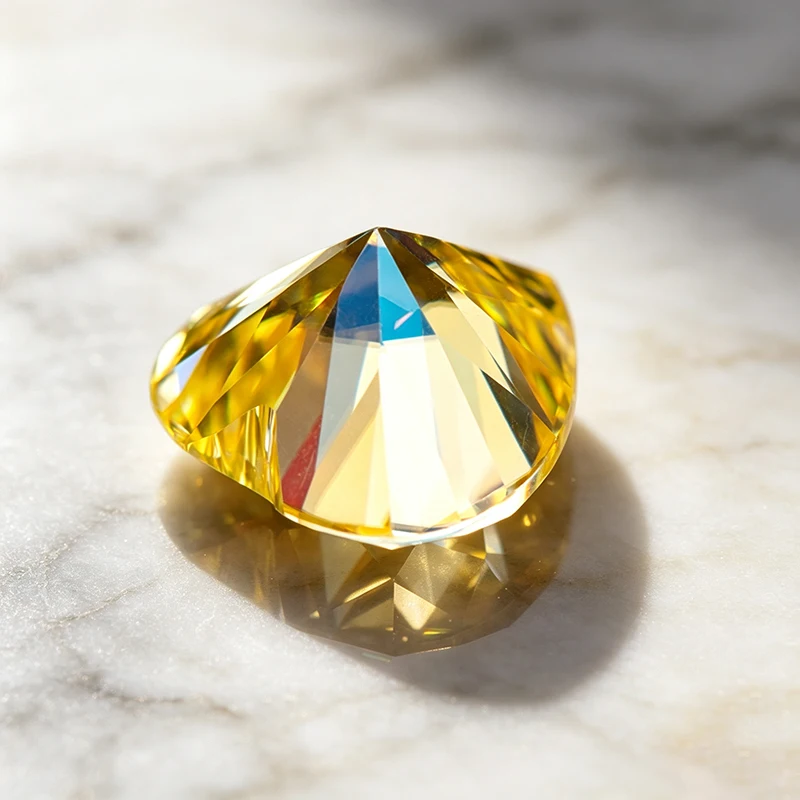 Moissanit-Stein in Zitronengelb mit Herzschliff, Edelstein für Ring-, Halsketten- und Ohrringherstellung, Besteht Diamanttester mit Zertifikat – Detail 2