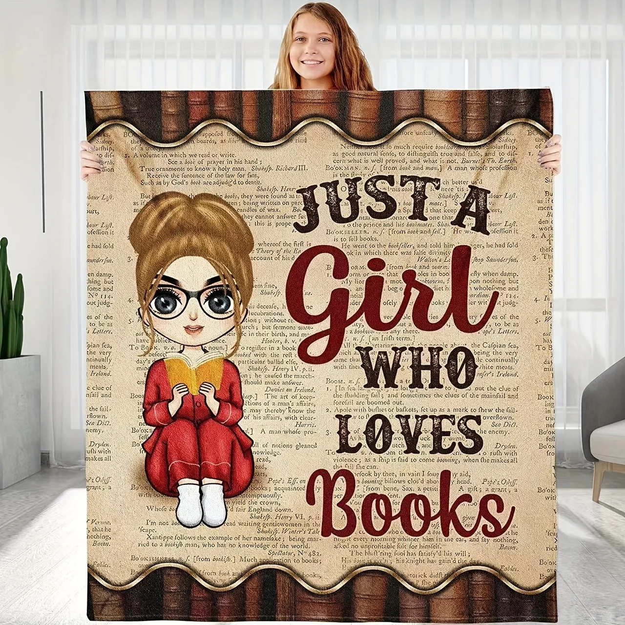 

Soft and Cozy Just A Girl Who Loves Books Blanket - Perfect Graduation or Birthday Gift for Book Lovers for Bed, Sofa or Couch