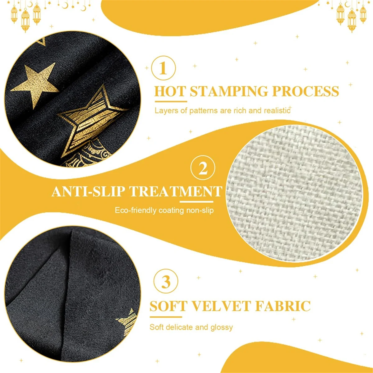NIEUW Tafelloper Eid Al-Fitr Ramadan Hot Stamping Moon Lantern en Star Tafelloper Fluwelen tafeldecoratie voor thuis A