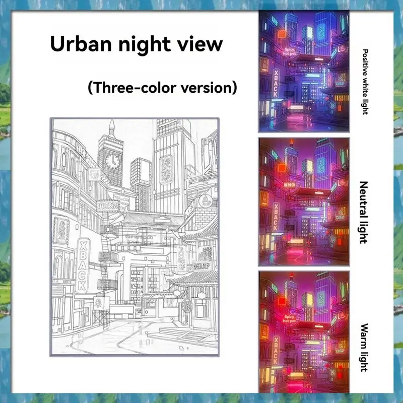 AB07 HOT HD Immagine Decorazioni Lampada Spina USB Bella città Vista notturna Casa Lunetta stretta Albero di Natale