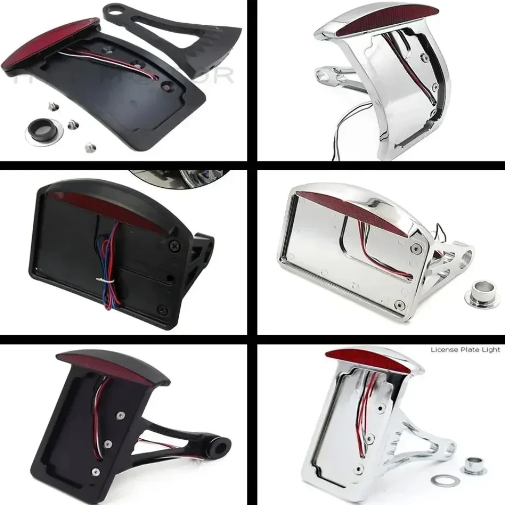 

Motorcycle Curve Side Mount License Plate Bracket Led Tail Light 22mm or 25mm Axle for Harley-Davidson