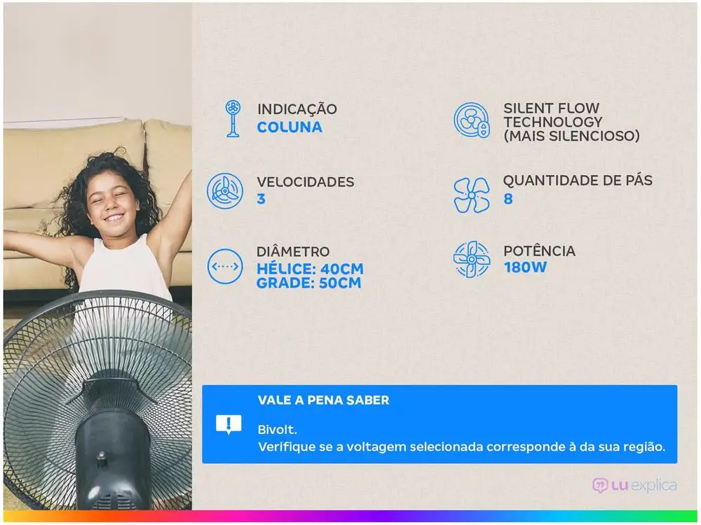 مروحة تدفق عمود Wap ، أسود ورمادية ، 50 ، 8 سرعاتٍ ، 3 سرعاتٍ ، 47 V