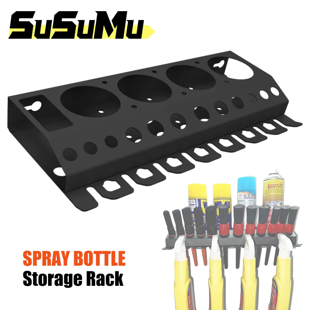 Spray Bottle Storage Rack Car Detailing Tools Spray Can Organizer Wall Mount Stable Space Saving Shelf for Car Workplace Garage