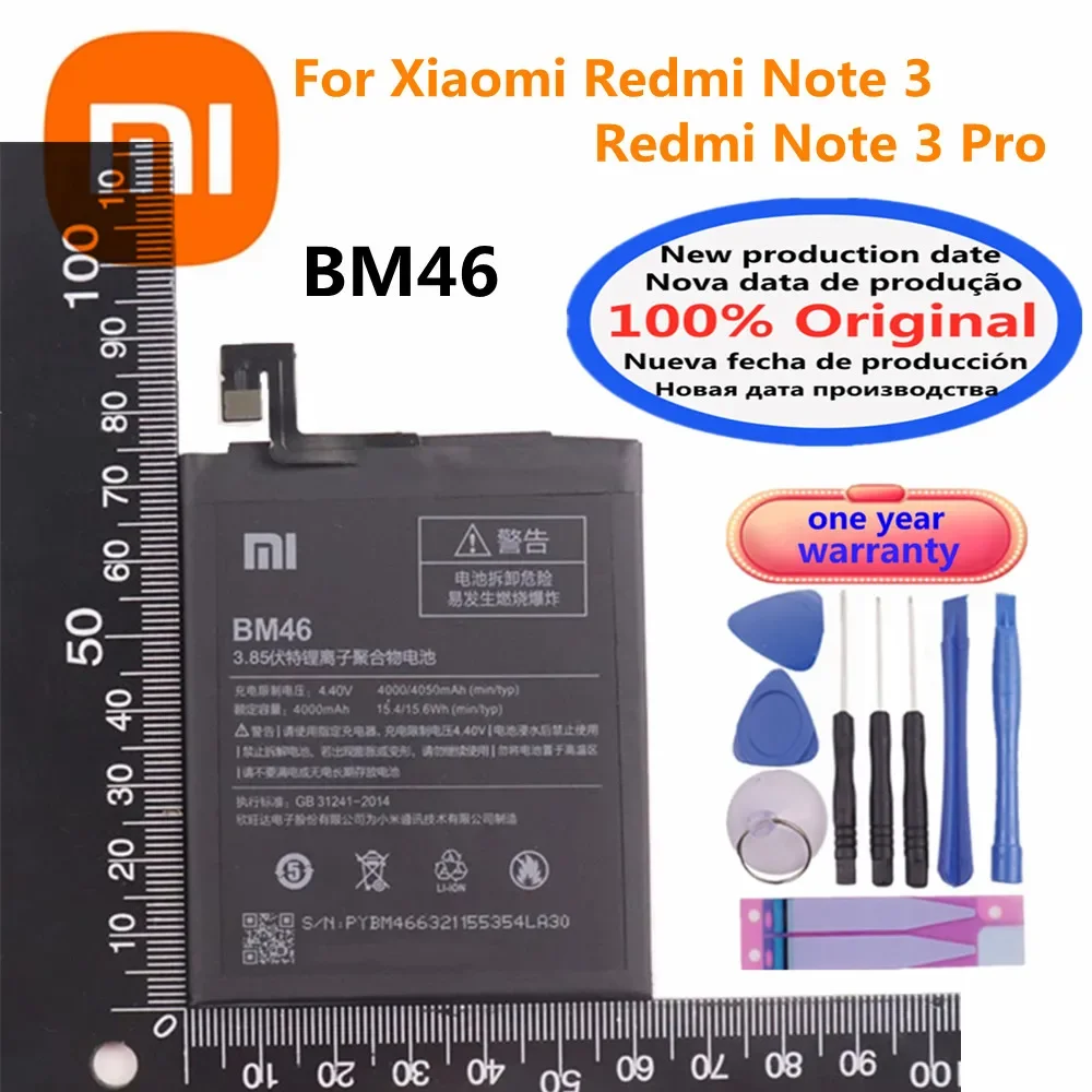 

Xiao Mi BM46 Original Battery For Xiaomi Redmi Note 3 Note3 Pro 3pro Phone Battery Bateria 4050mAh Batteries In Stock Free Tools