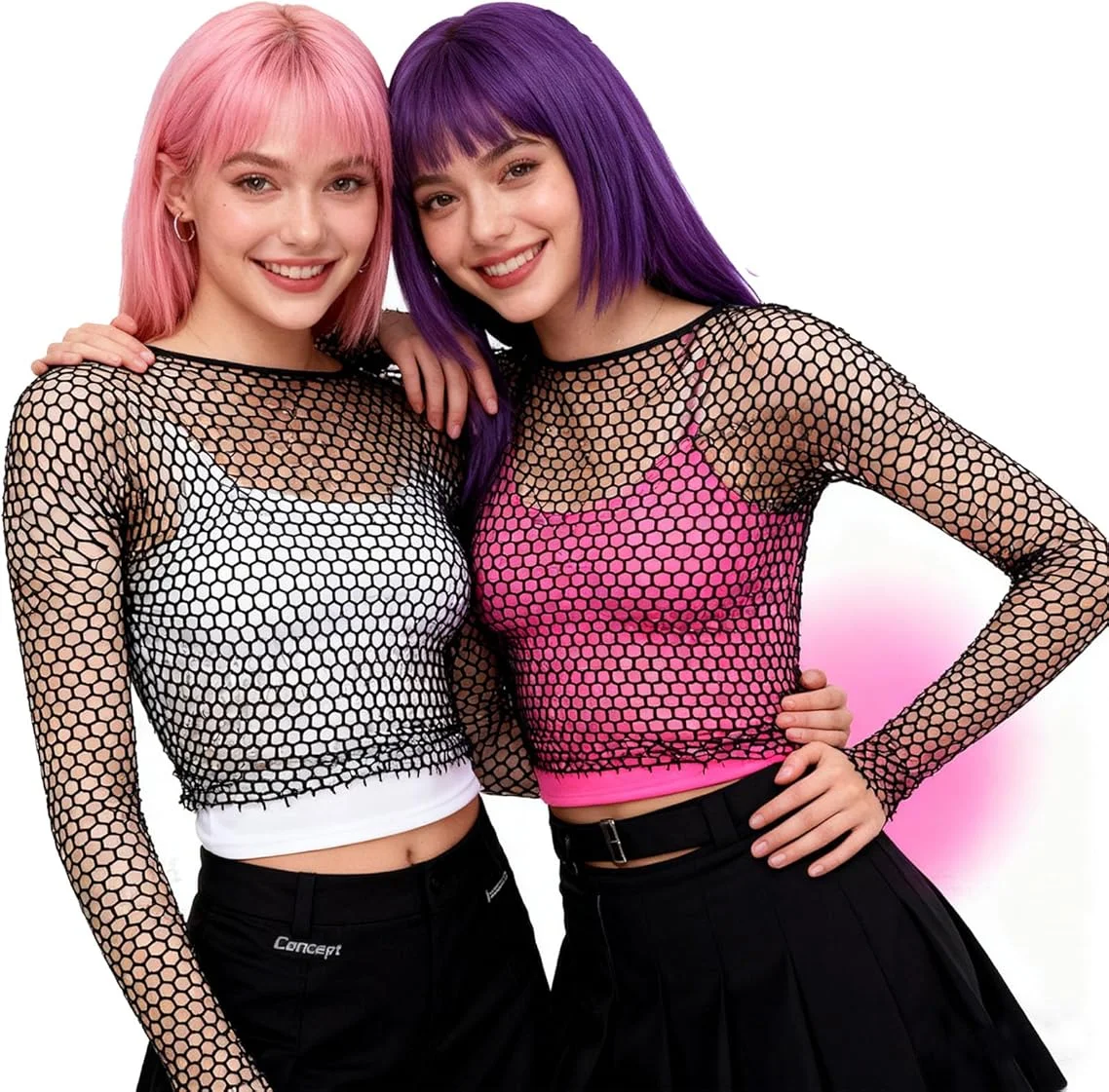 Sexy Fishnet Mesh Long Sleeve Tops Mock Neck Sheer Lace See-Through Blouse Bodycon Women Men Crop Top Breathable Singletss Shirt