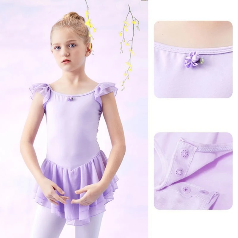 

Детское балетное платье с летящими рукавами для девочек, детская гимнастическая тренировочная одежда, платье-пачка, сценический танцевальный костюм