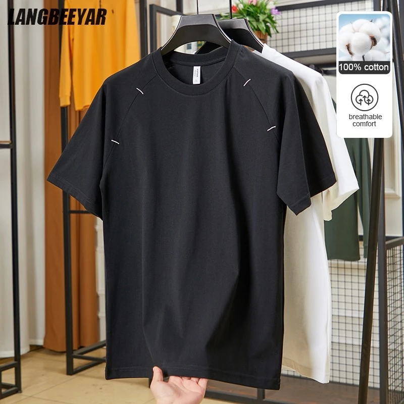 

Top Grade 100 % Heavy Long-staple Cotton Brand Tops Men Tshirts 2025 Soft Summer Trendy Fashion Short Sleeve Casual Men Clothing