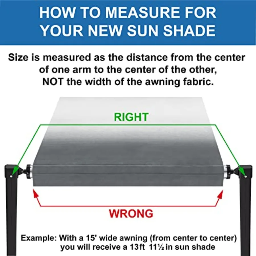 طقم مظلة RV مع سحاب للاستخدام الخارجي متوفر في خيارات عرض 11 إلى 21 بوصة مع شبكة UV سوداء مقاس 8 بوصات و9 بوصات