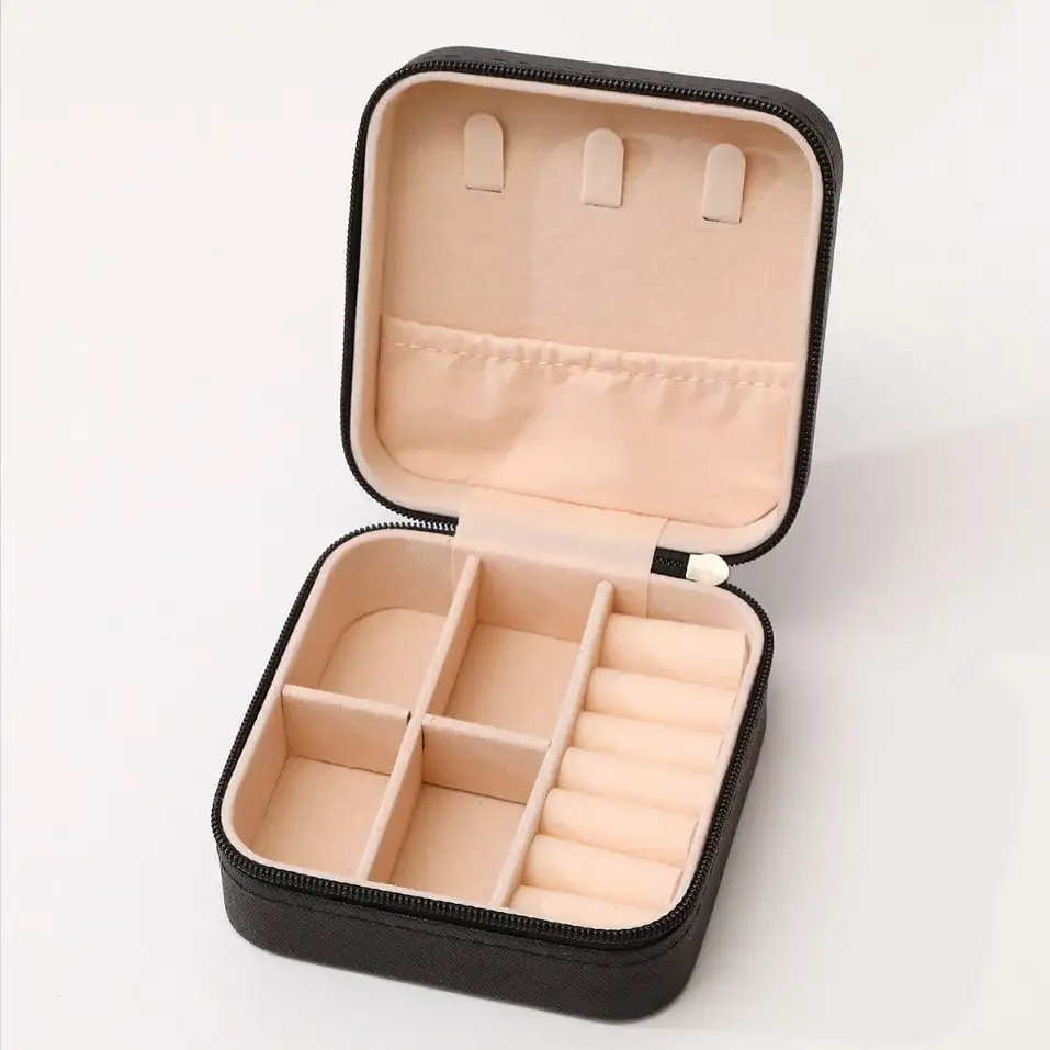 Double Layer Portable Zipper Jewelry Case Mini Travel Jewelry Storage Box For Earrings Rings Necklaces Bracelets Multifunctional Small Cosmetic Bag Back To School Cruise Essentials Bridesmaid Holiday Gift For Women Girls