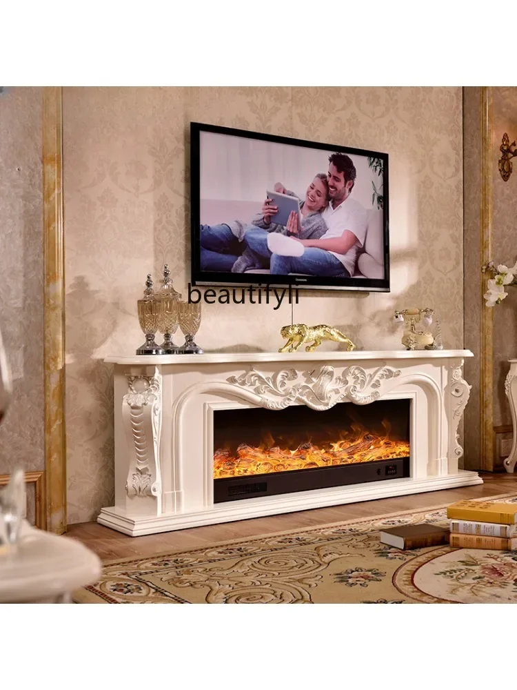 European-Style Fireplace TV Cabinet Simulation Flame Electronic Fireplace