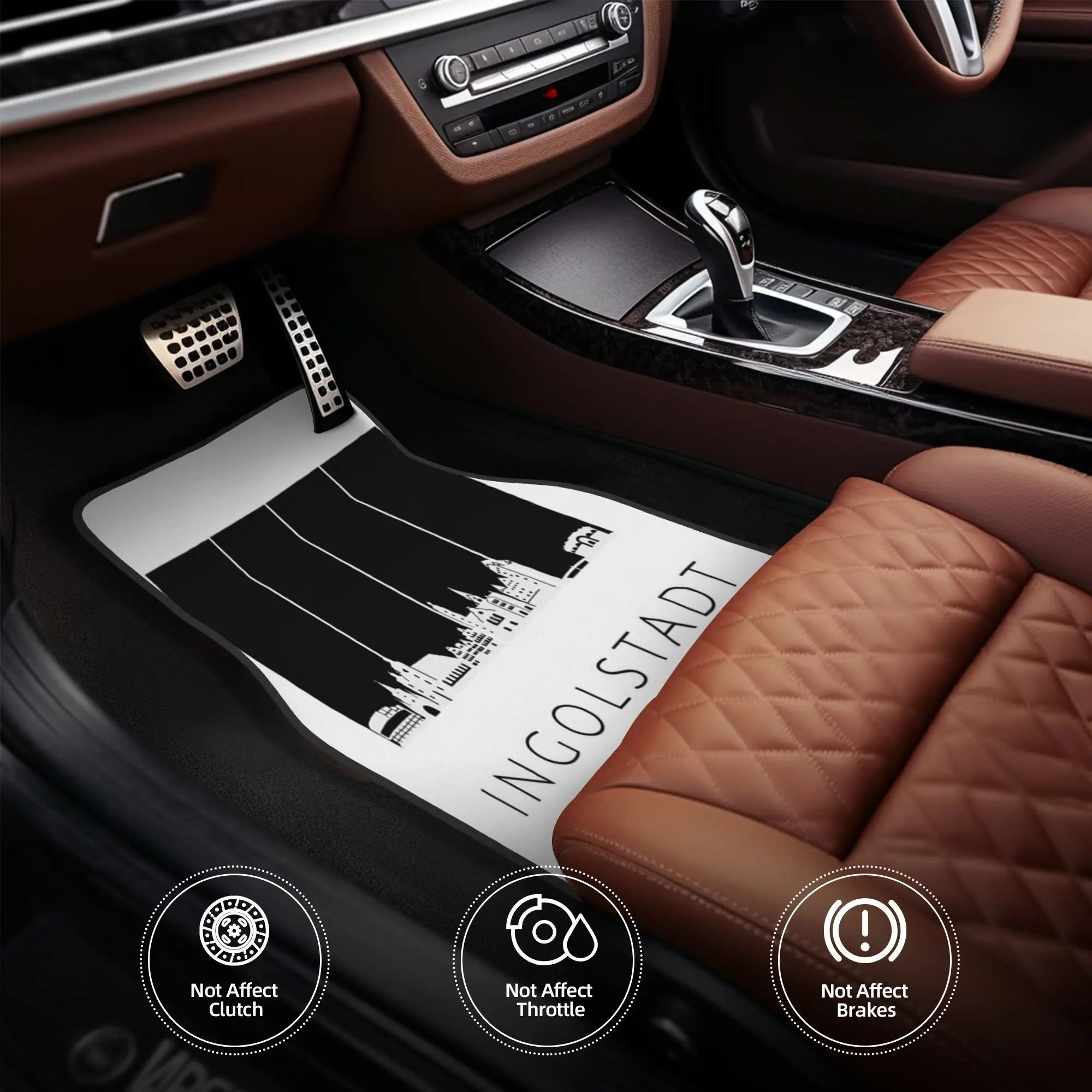 4pcs Ingolstadt Skyline Pillow 1 Car Floor Mats, Durable, Fit For Cars, Ideal Gift, Vehicle Interior Mats, Playful Design, Durab