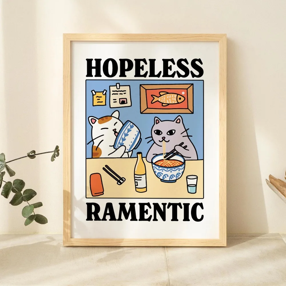 Bon Appétit Cartoon Dessert Table Be Kind To Your Mind Cat Poster Inspirational Quote Canvas Painting Print Wall Home Decoration