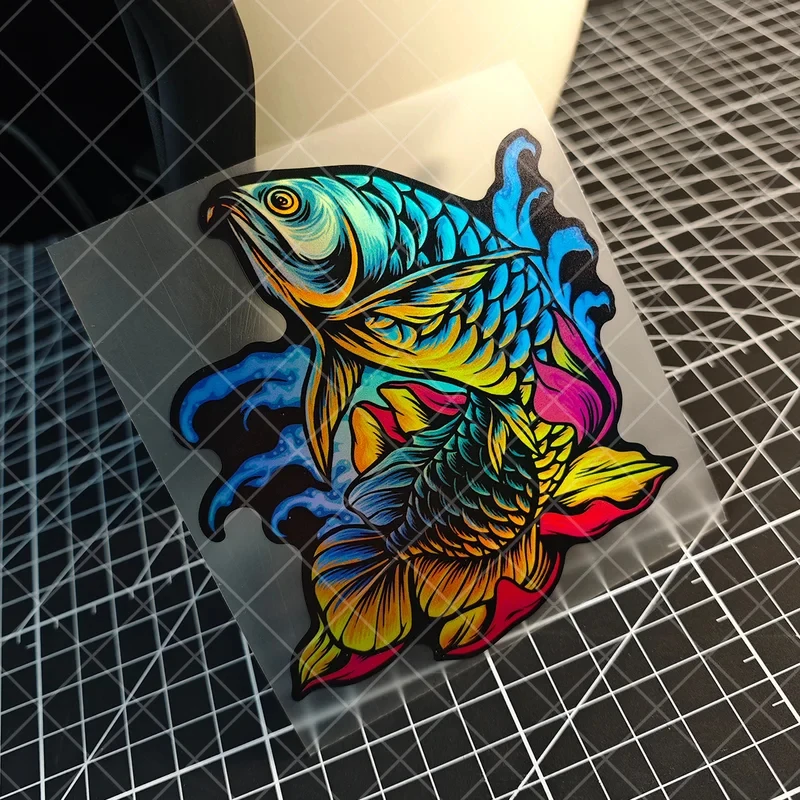 1 Piece Of Beautiful Hardback Cichlid Fish, A Paradise Fish, With Japanese Tattoo Fish Pattern And Good Luck Koi Fish Sticker