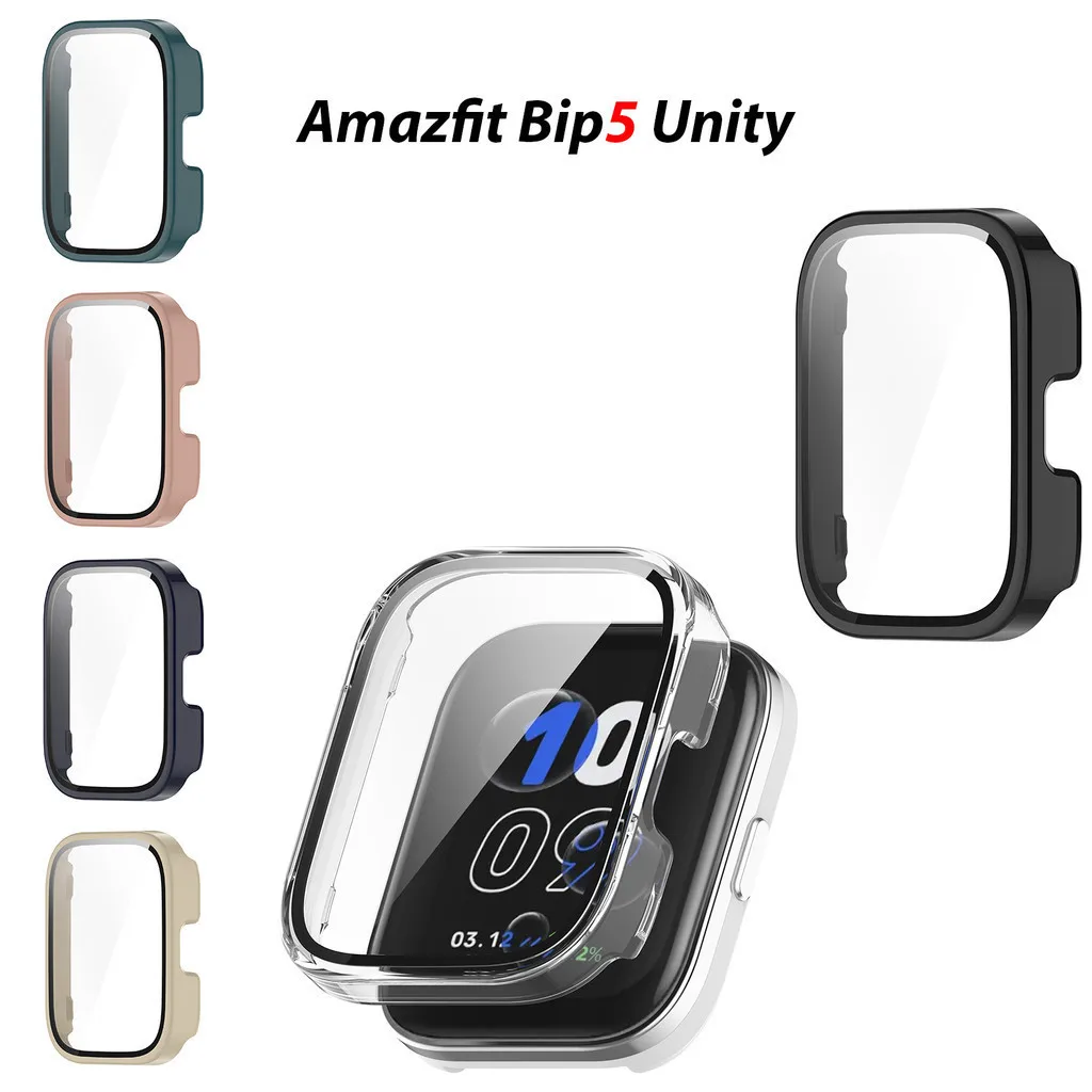 ل Huami Amazfit Bip 5 Unity (A2324) حافظة صلبة رفيعة للغاية من الزجاج المقسى واقي للشاشة غطاء حماية #1