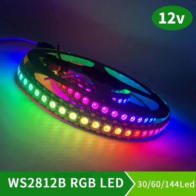 WS2812B RGB Led Strip 30/60144 Pixels WS2812 Smart Light Tape Black White PCB IP30/65/67 1m/2m/4m/5m 5V