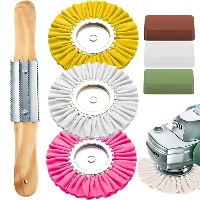 

A24F-7PCS 8 Inch Polishing Kit - Airway Buffing Wheels For Metal Rim Shine Restoration Grinder Compatible Wheel Polisher