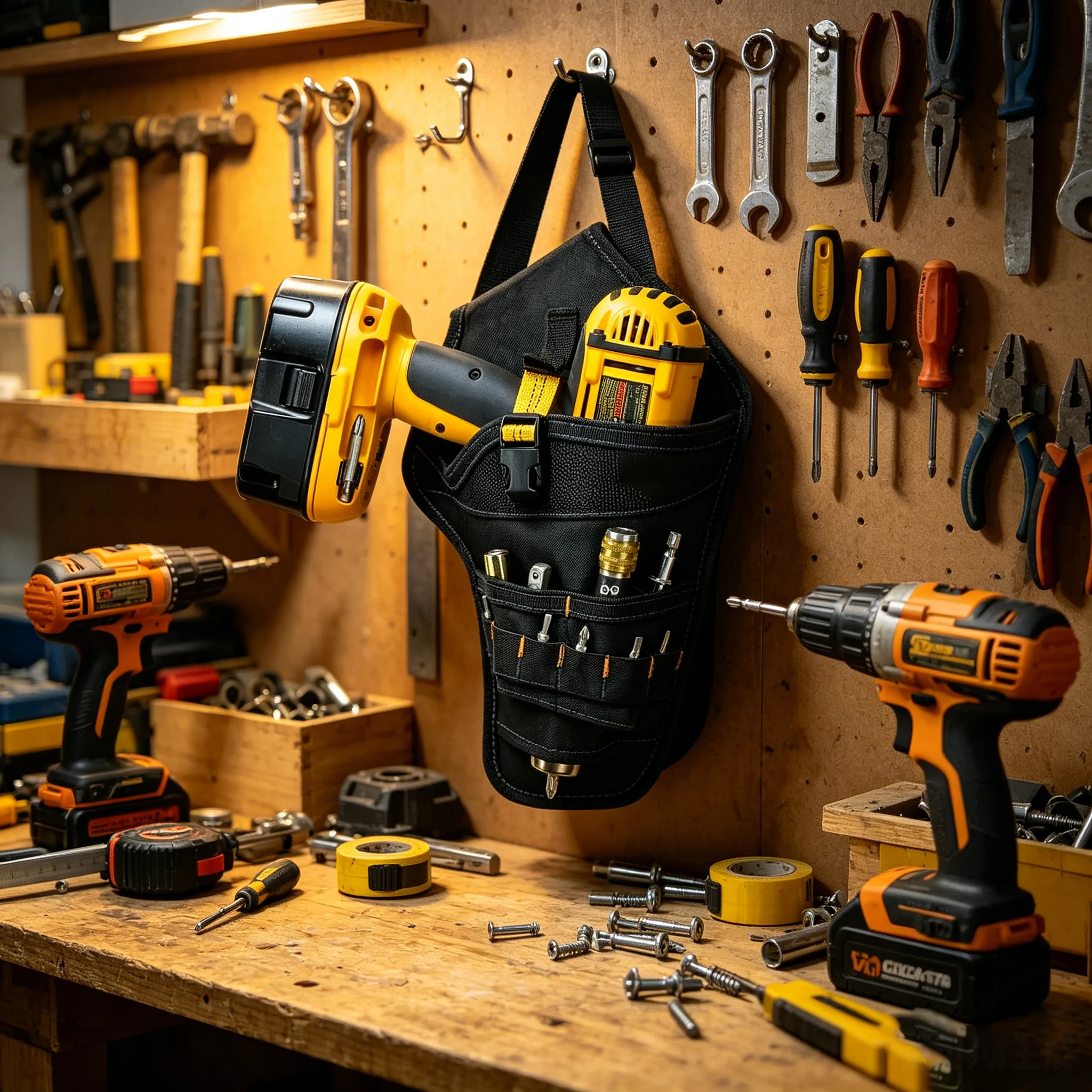 Waterproof Multi-functional Waist Tool Bag, Drill Holster for Wrench Hammer Screwdriver, Power Tool Holster for Cordless Drill