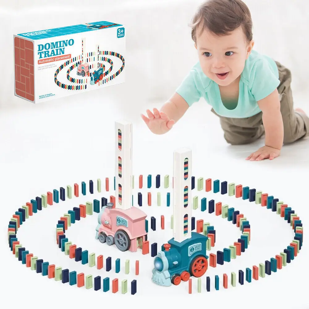 UK Domino Electric Train Blocks Set Stacking Toy Creatives Kids Educational DIY