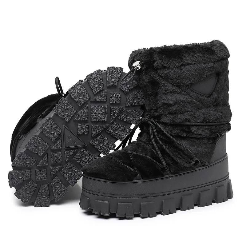 Women Snow Boots Platform Winter Boots Thick Plush Waterproof Non-slip Boots Fashion Women Winter Shoes Warm Fur Botas Mujer