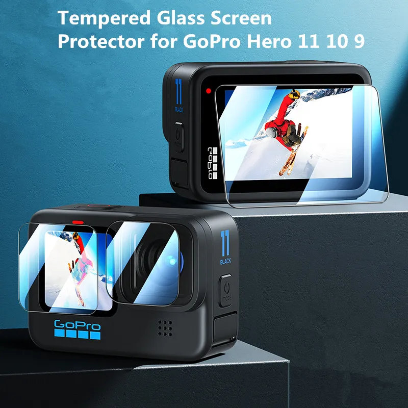 Protector de pantalla de vidrio templado para cámara de acción, GoPro película protectora de lente para 11, 10, 9, Hero9, Hero11, 10, 6 unidades