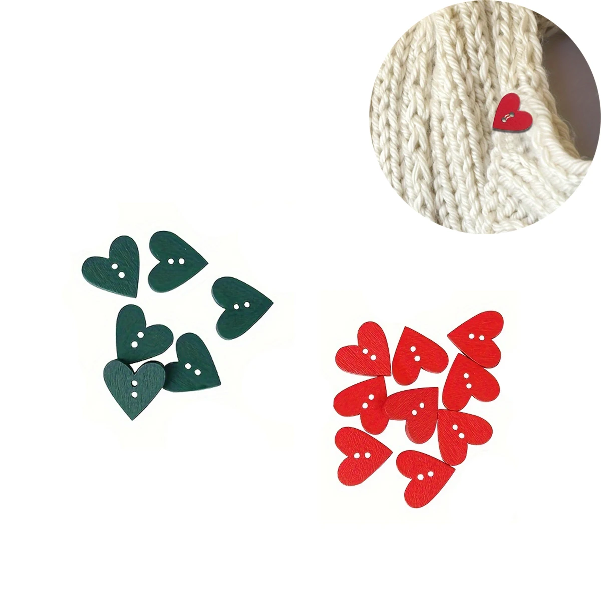 Wooden Heart Buttons Mixed Decorative Buttons Hole Sewing Clothing Buttons DIY Sewing Tools for Sweaters Scarves Scrapbooking