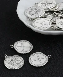 5Pcs Antique Medalha Das Duas Cruzes Pendants Two Crosses Exorcism Medal Amulet Charms for DIY Jewelry Accessories