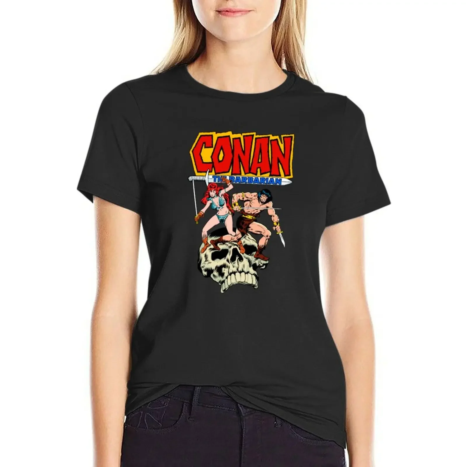 Conan The Barbarian Conan and Red Sonja T-shirt Short sleeve tee cute clothes plus size t shirts for Women loose fit